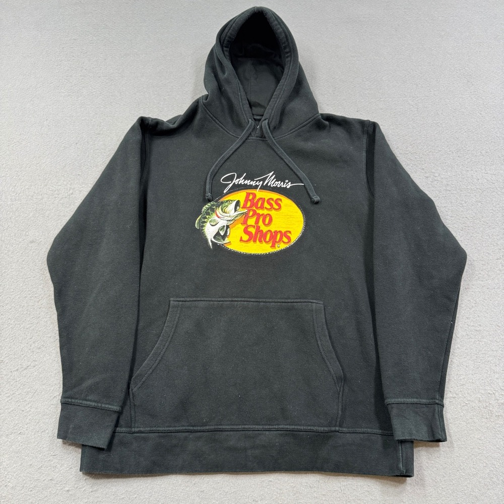 Bass Pro Shops Hoodie Men's L Black Johnny Morris Fleece Lined Outdoor Fishing